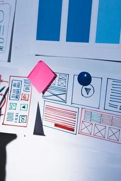 Team of UI UX web designer are working together to develop mobile responsiv.. Stock Photos