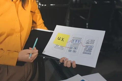 Team of UI UX web designer are working together to develop mobile responsiv.. Stock Photos