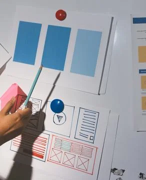 Team of UI UX web designer are working together to develop mobile responsiv.. Stock Photos