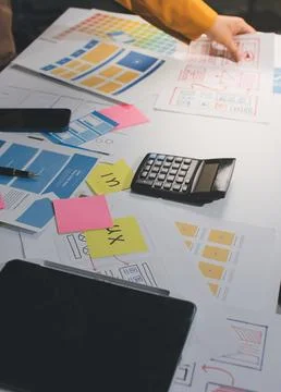 Team of UI UX web designer are working together to develop mobile responsiv.. Stock Photos