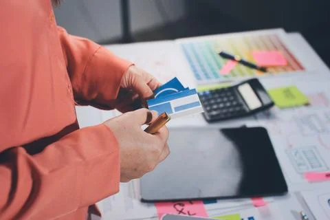 Team of UI UX web designer are working together to develop mobile responsiv.. Stock Photos