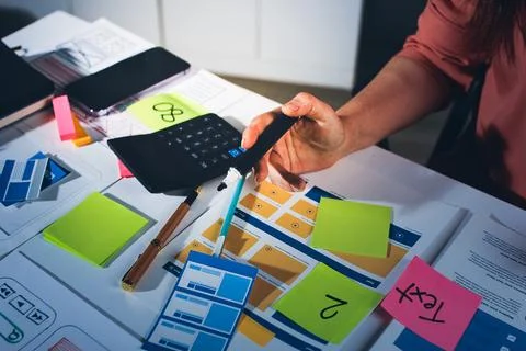 Team of UI UX web designer are working together to develop mobile responsiv.. Stock Photos