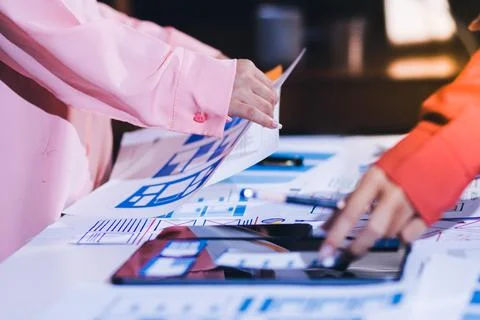 Team of UI UX web designer are working together to develop mobile responsiv.. Stock Photos