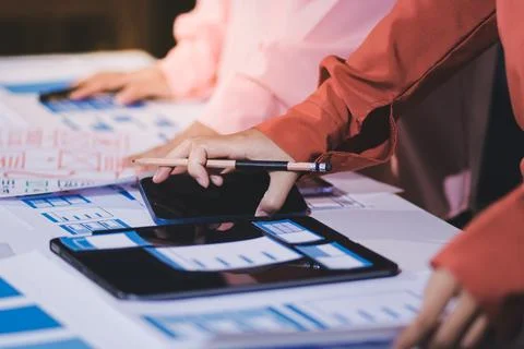 Team of UI UX web designer are working together to develop mobile responsiv.. Stock Photos