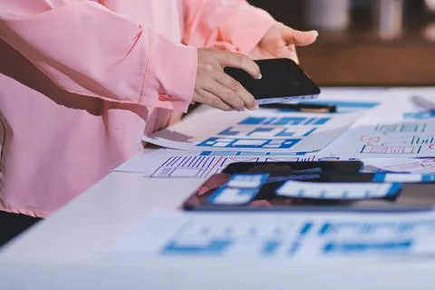 Team of UI UX web designer are working together to develop mobile responsiv.. Stock Photos