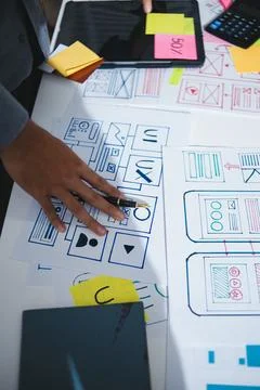 Team of UI UX web designer are working together to develop mobile responsiv.. Stock Photos