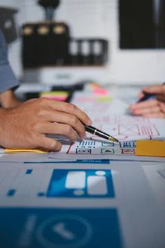 Team of UI UX web designer are working together to develop mobile responsiv.. Stock Photos