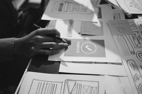 Team of UI UX web designer are working together to develop mobile responsiv.. Stock Photos