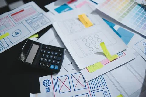 Team of UI UX web designer are working together to develop mobile responsiv.. Stock Photos