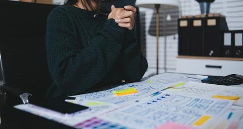 Team of UI UX web designer are working together to develop mobile responsiv.. Stock Photos