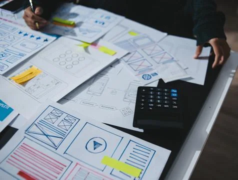 Team of UI UX web designer are working together to develop mobile responsiv.. Foto stock
