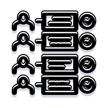 Team users completing tasks with progress tracking list Stock Illustration