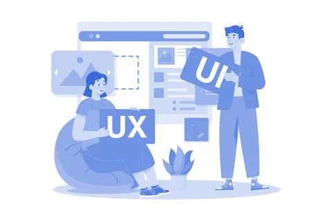 Team of UX UI designer mobile development experience app Illustrazione stock