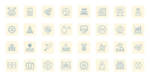 Team Vector Icon Arsenal with 32 High Resolution Thin Outline Detail Enhanc.. Stock Illustration