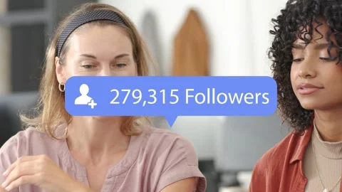 Team viewing blue bubble making rising counts over faces, camera showing curly Stock Footage 333477818