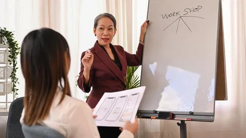 Team of web developer collaborating and developing template layout for mobile Stock Photos