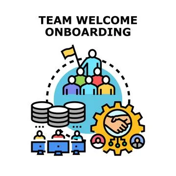 Team welcome onboarding process with new employees Stock Illustration