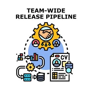 Team wide release pipeline concept vector icon イラスト素材