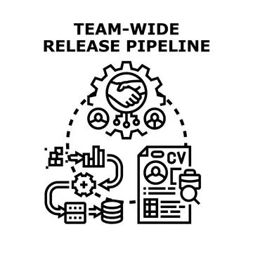Team wide release pipeline concept vector icon Stock Illustration
