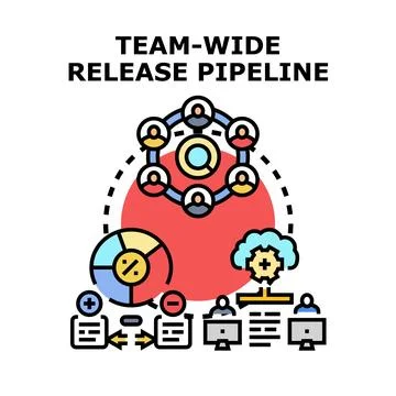 Team wide software release pipeline development process Illustrazione stock
