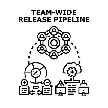 Team wide software release pipeline development process イラスト素材