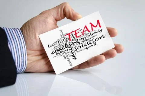 Team word cloud collage Stock Photos