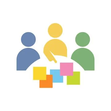 Team work abstract flat illustration with colorful papers Stock Illustration