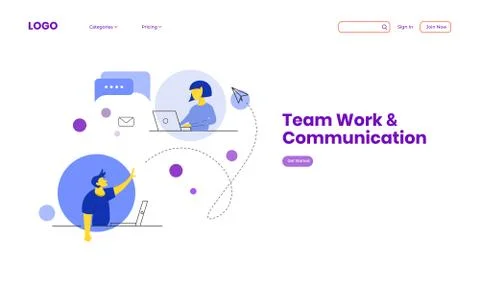 Team Work And Communication With Illustration Of Characters Working As Together Illustrazione stock