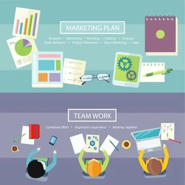 Team Work and Marketing Plan Concept Stock Illustration