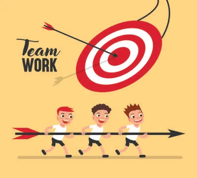 Team work background boys arrow target icons decor 스톡 일러스트