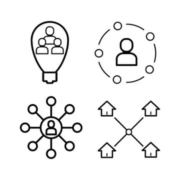 Team work best icon liner set. Business people line icons Stock Illustration