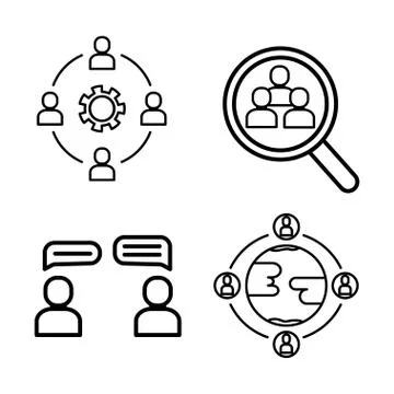 Team work best line icon set. Business people line icons Stock Illustration