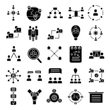 Team work black icon set on white background Illustration
