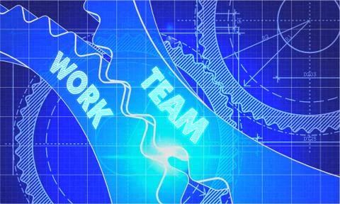 Team Work on Blueprint of Cogs イラスト素材