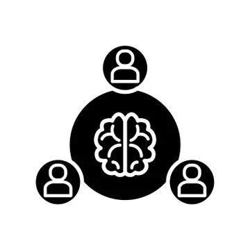 Team work. Brainstorm black icon on a white background Illustration