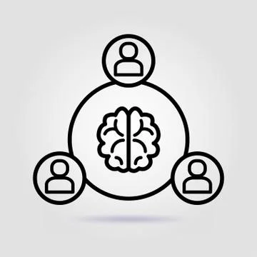 Team work. Brainstorm line icon on gray background 스톡 일러스트