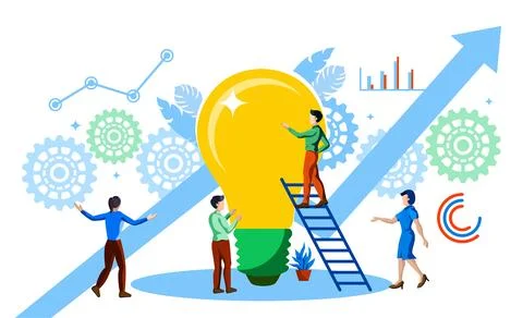 Team work building idea and growth vector illustration concept Illustrazione stock
