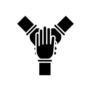 Team work. Cohesion black icon on white background イラスト素材