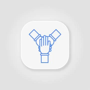 Team work. Cohesion blue line icon on gray background Stock Illustration
