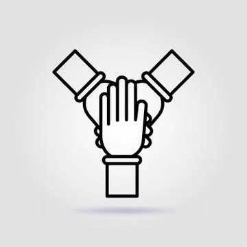 Team work. Cohesion line icon on gray background Stock Illustration
