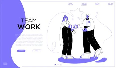 Team work - colorful flat design style web banner Stock Illustration