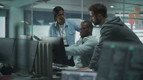 Team Work on Computer in Office Stock Footage 159543552