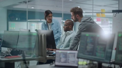 Team Work on Computer in Office Stock Footage 159543999