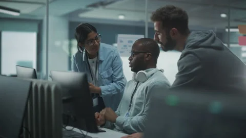 Team Work on Computer in Office Stock Footage 159544925