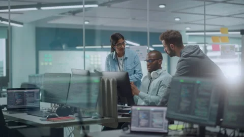 Team Work on Computer in Office Video stock 159545466