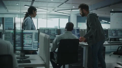 Team Work on Computer in Office Video stock 159549830