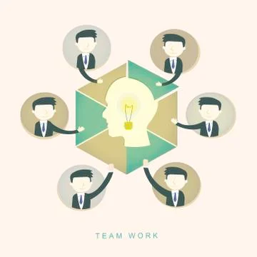 Team work concept with bulb and businessmen Stock Illustration