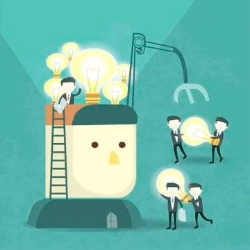 Team work concept with bulb and businessmen 스톡 일러스트