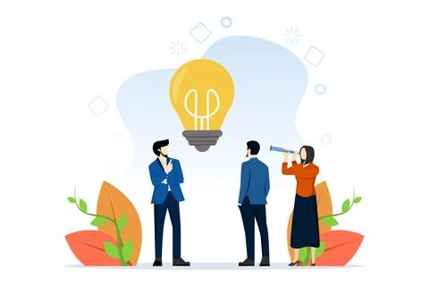 Team work concept to generate idea with light lamp symbol Stock Illustration