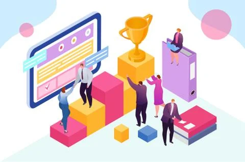 Team work concept, group of business people assembling before successful project Stock Illustration